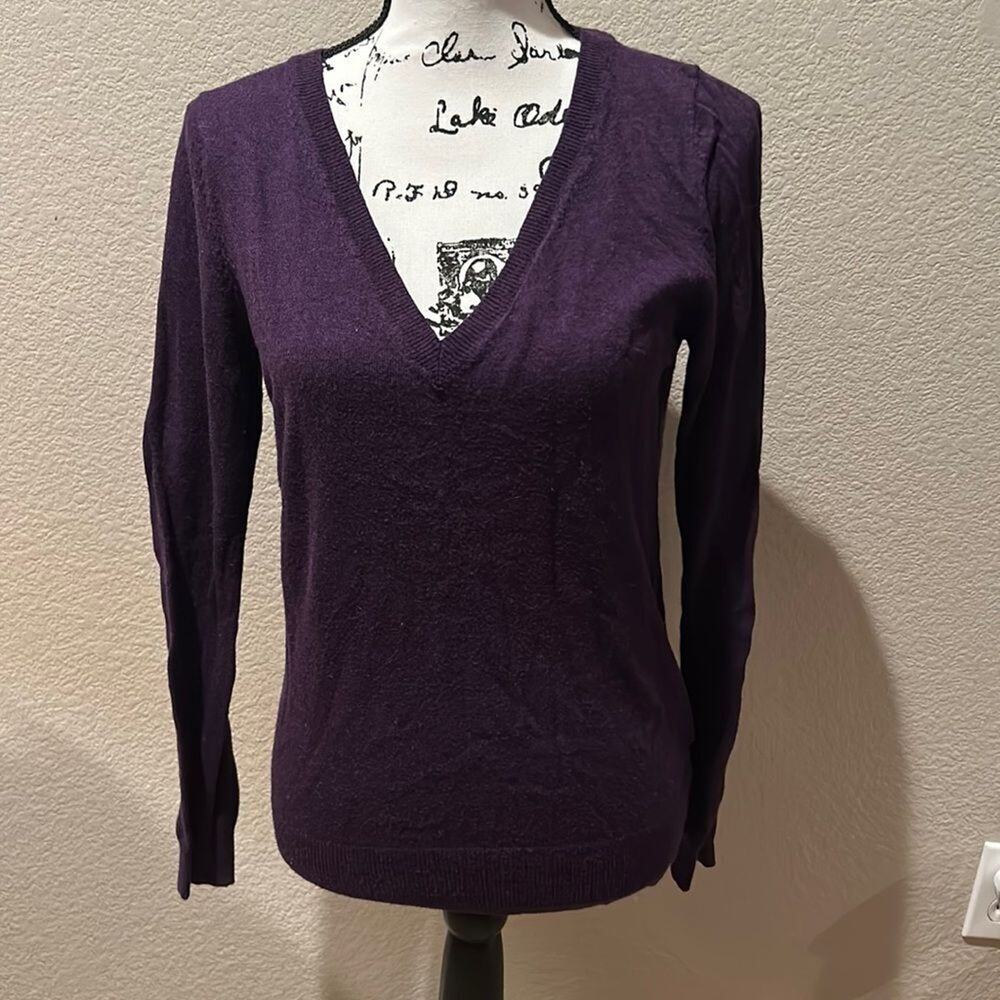 Mossimo Purple V-neck Pullover Long Sleeve Sweater sz L